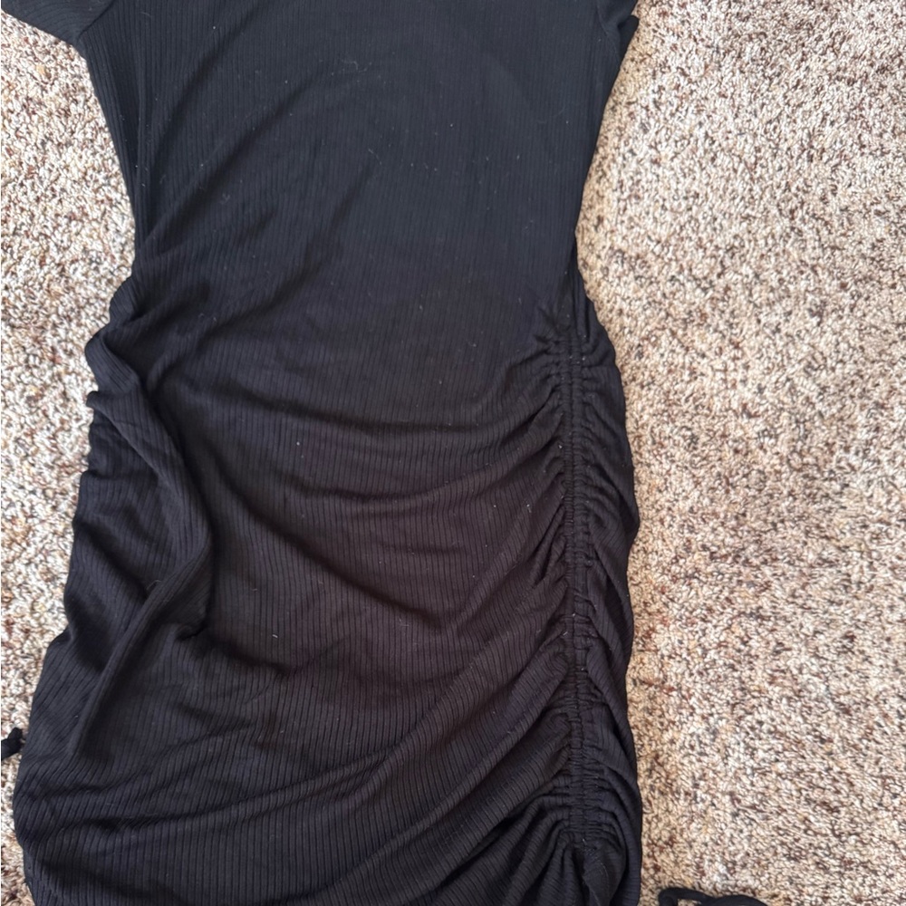 Black Ruched Bodycon Dress - Picture 2 of 2